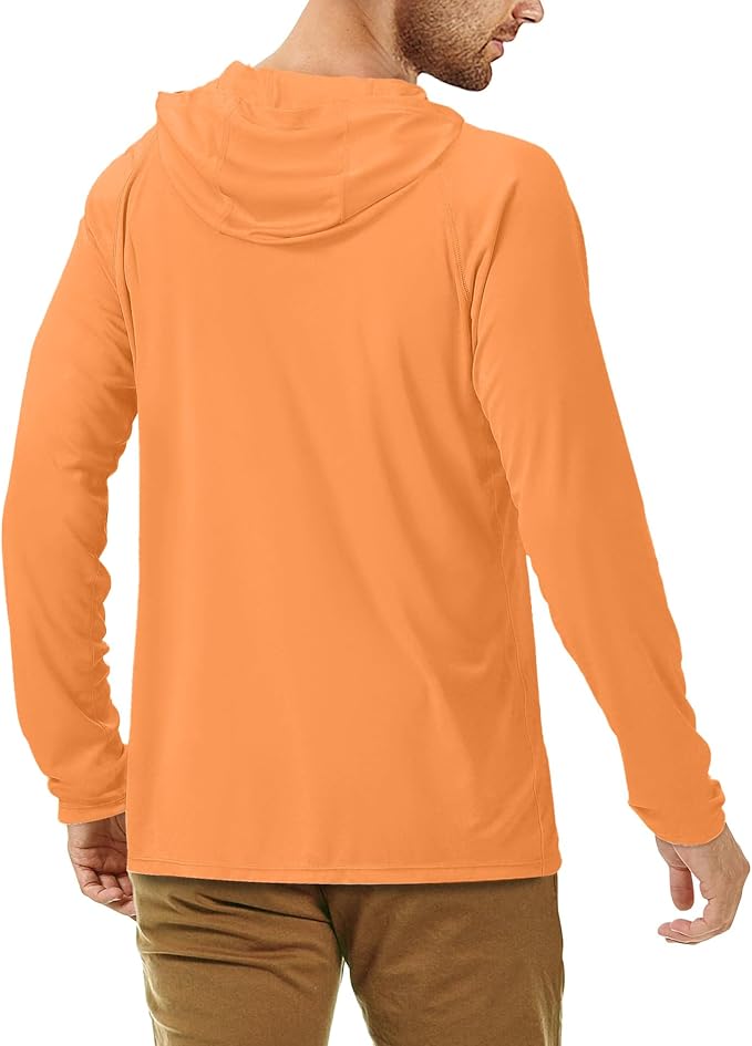 Roadbox UPF 50+ Fishing Shirts for Men, Long Sleeve UV Sun Protection Hoodie, Outdoor Hiking Running Swimming Rash Guard