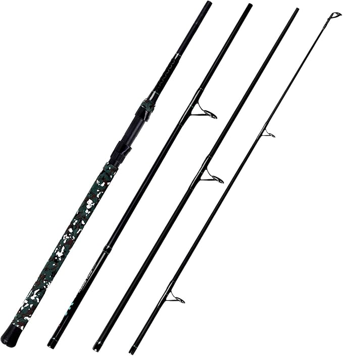 Fiblink 4-Piece Surf Spinning Fishing Rod, Portable Travel-Friendly Pole, Carbon Fiber Fishing Rod (9’/10’/12’)