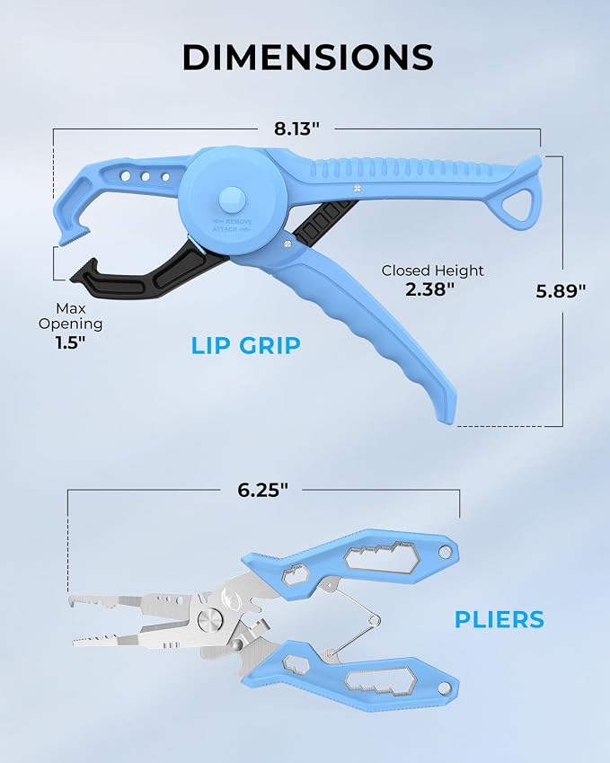 Calamus DriftWave 2pc Fishing Tool Kit – Fishing Gear with Corrosion Resistant Fishing Pliers, Fish Lip Gripper with Measuring Tape，Fishing Gifts for Men