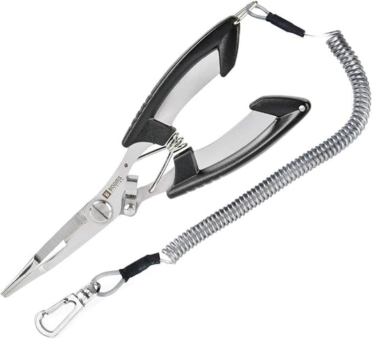 Booms Fishing H01 Small Fishing Pliers Scissors Braid Cutters Stainless Steel Fishing Tools Split Ring Pliers Hook Remover