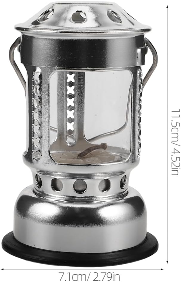 KOMBIUDA Outdoor Silver Candle Lantern with Base Portable Aluminium Alloy Night Fishing Lamp Windproof Camping Light for Emergency Use for Outdoor Activities
