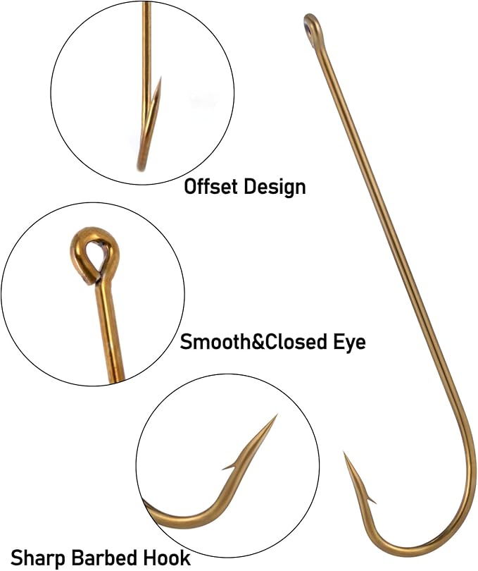 Dr.Fish 100 Pack Aberdeen Fishing Hooks Freshwater Hooks Extra Long Shank Bronze Light Wire Offset Live Bait Hooks Bass Crappie Walleye Panfish Bluegill Bream