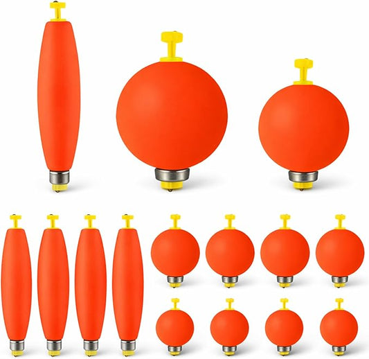 15pcs/16pcs Fishing Float Bobbers Set - ABS & Foam Material, Weighted Design, Multiple Sizes & Vibrant Colors, High-Visibility Tackle Accessories for Freshwater & Saltwater Angling
