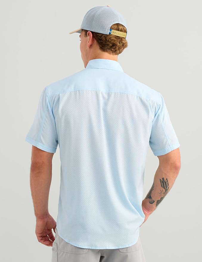 HUK Men's Tide Point Kc Scott Original Artwork Short Sleeve Shirt, Fishing Button Down