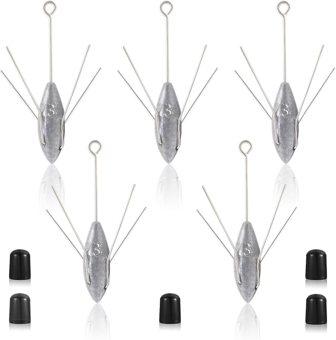 3 Pcs Sputnik Sinker Long Tail Fishing Weight Equipment, Saltwater Surf Casting Catfish Sinkers, Beach Sea Ocean Sand Fishing Spider Sinker(Silver)