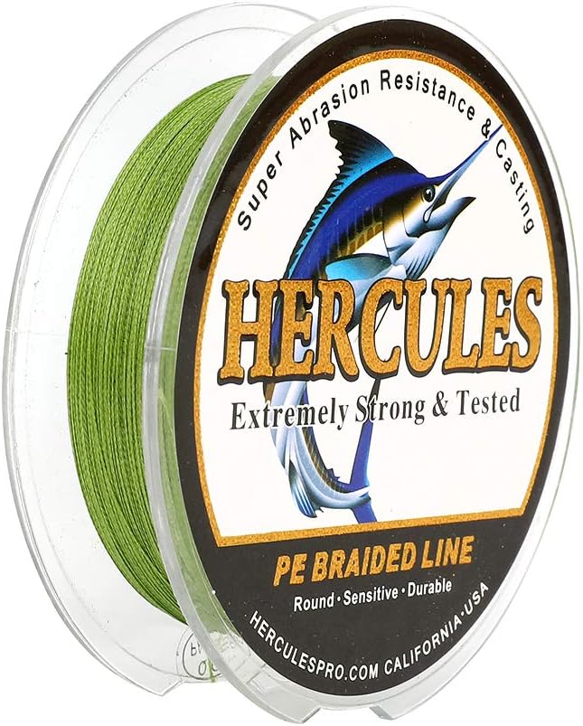 HERCULES Cost-Effective Super Strong 4 Strands Braided Fishing Line 6LB to 100LB Test for Salt-Water, 109/328 / 547/1094 Yards (100M / 300M / 500M / 1000M), Diam# 0.08MM - 0.55MM, Hi-Grade