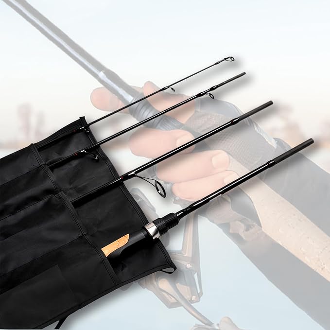 Fiblink 4 Pieces Travel Spinning Rod Medium Carbon Spinning Fishing Rod Portable Fishing Rod