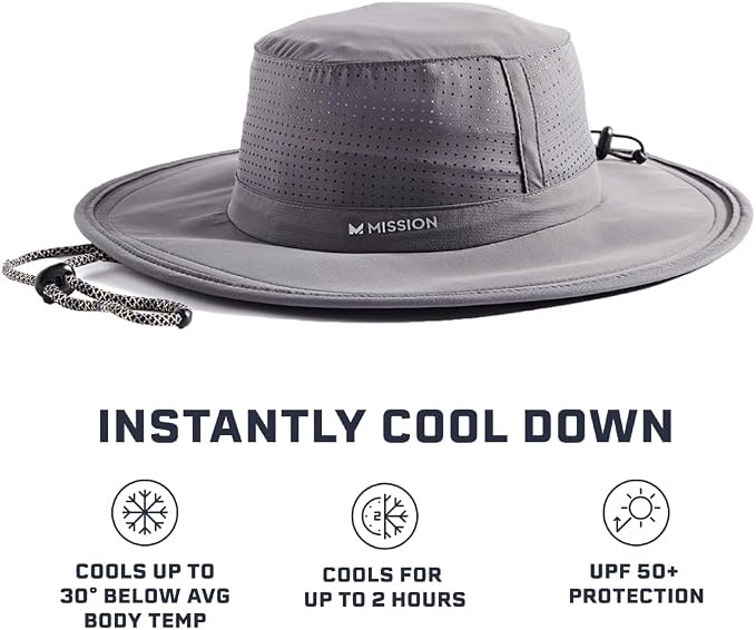 MISSION Cooling UPF Boonie Hat - Unisex Sun Hat for Hiking, Beach & Fishing - Sweat & Water Activated Technology