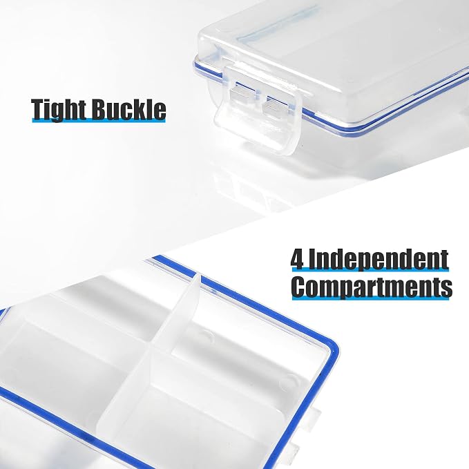 4 Pcs Mini Waterproof Tackle Organizer - Small Fly Fishing Box with Dividers for Hooks, Flies, Beads & Lures
