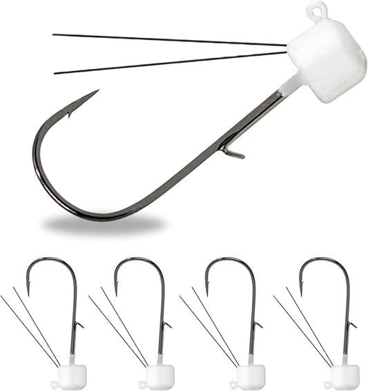 Reaction Tackle Tungsten Mushroom Head Jig Heads, Ned Rig Shroom Jigs for Finesse Bass Fishing, Stand Up Bait with Weedless and EWG Hook Options (5-Pack)