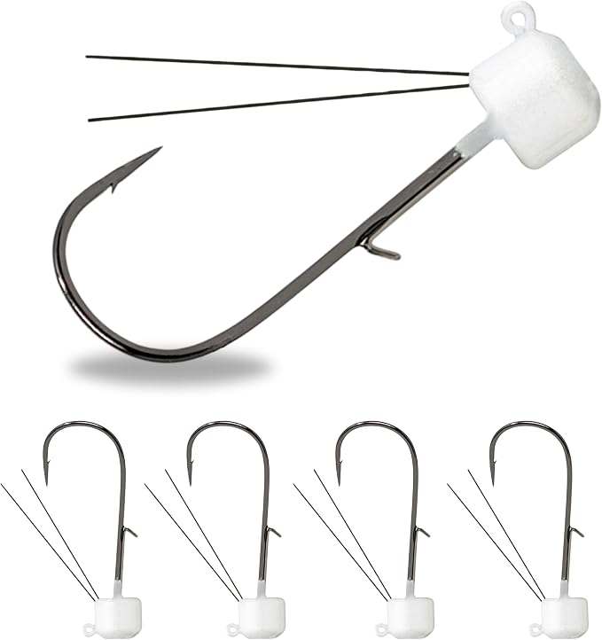 Reaction Tackle Tungsten Mushroom Head Jig Heads, Ned Rig Shroom Jigs for Finesse Bass Fishing, Stand Up Bait with Weedless and EWG Hook Options (5-Pack)