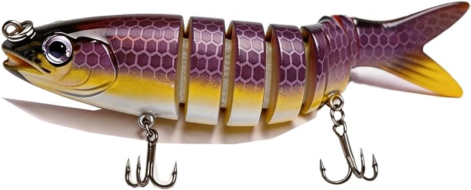 Multi-Jointed Swimbaits 5.1in Slow Sinking Fishing Lures, Premium ABS Hard Bait with Gravity Transfer System, Anti-Rust #6 Treble Hooks, Lifelike 3D Eyes for Bass Trout Walleye Pike