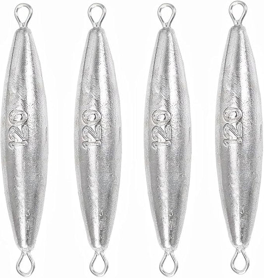 10PCS Fishing Weights Torpedo Sinkers Inline Trolling Sinkers Weights Kit Fishing Sinkers Catfishing Sinkers Saltwater Fishing Torpedo Weights Double Ring Sinkers - 1oz(30g)
