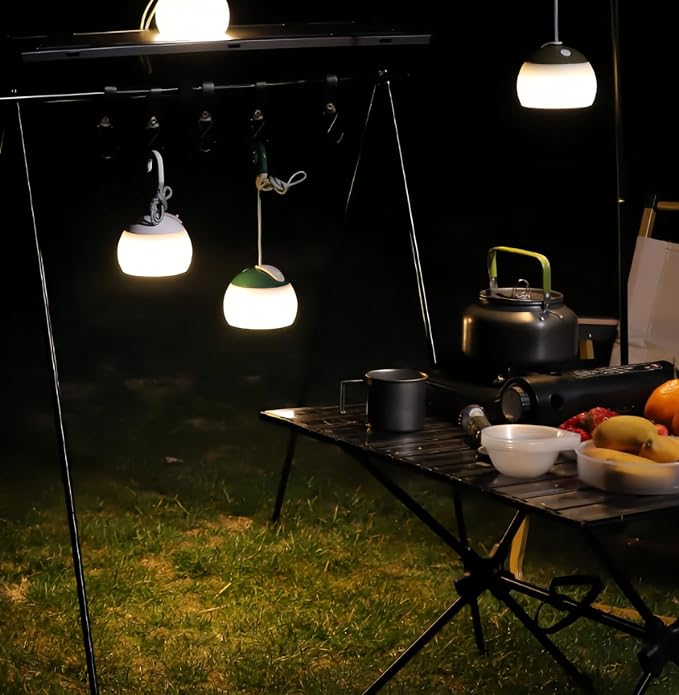Outdoor Camping Light with Atmosphere Decoration Lantern Round 3 Levels of Brightness Adjustment Hook Design Table Lamp Long Lasting for Emergency Tent Fishing