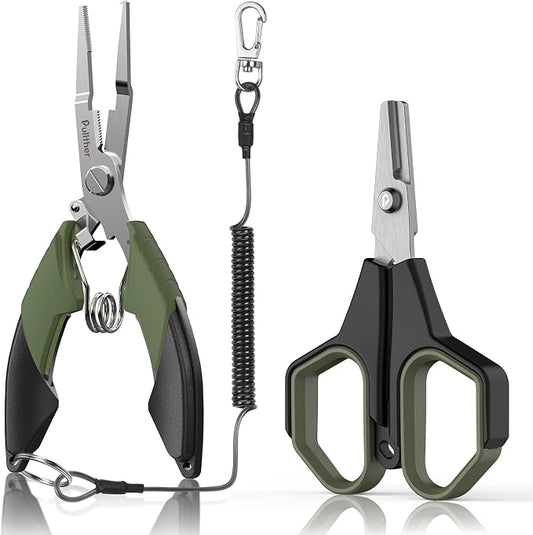 Fishing Tools Kit, Fishing Pliers,Fishing Scissors, Fishing Line Cutter for Braided Fishing Line,Fishing Gear with Lanyard