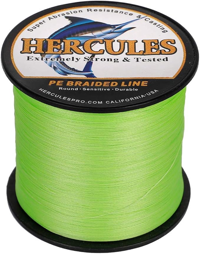 HERCULES Cost-Effective Super Strong 4 Strands Braided Fishing Line 6LB to 100LB Test for Salt-Water, 109/328 / 547/1094 Yards (100M / 300M / 500M / 1000M), Diam# 0.08MM - 0.55MM, Hi-Grade