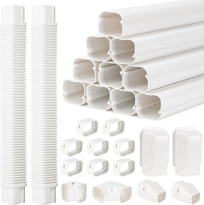Mini Split Line Set Covers, 3” 20 Ft PVC Line Set Cover Kits for Outside Ductless Mini Air Conditioners and Heat Pumps with Flexible Duct