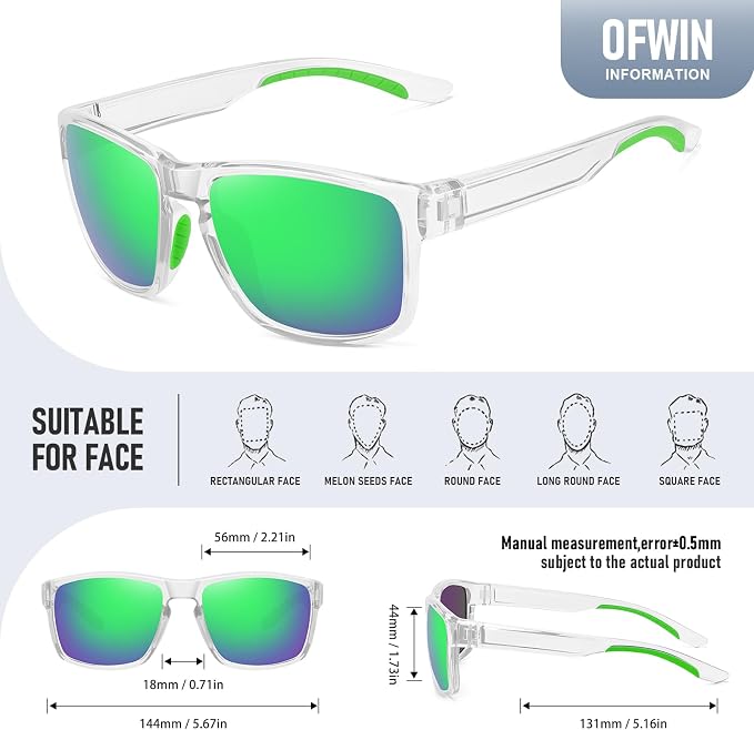 Sports Polarized Sunglasses for Men Women UV Protection Unbreakable Driving Running Fishing Hiking Sun Glasses