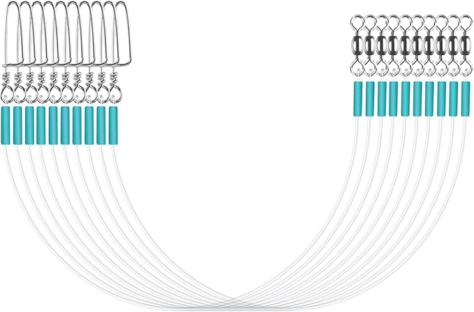 Fluorocarbon Fishing Leader Line with Swivels Snap Kits Connect Tackle Lures Rig or Hooks, High Strength Tooth Proof Fishing Leader Line for Saltwater Freshwater