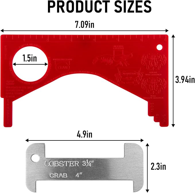 Dr.Fish Crab and Lobster Gauge, PVC Aluminum Gauge Measure for Blue Crab Lobster Shrimp Clam, Multi-Functional Measuring Tool Designed for Seafood Harvesting Enthusiasts