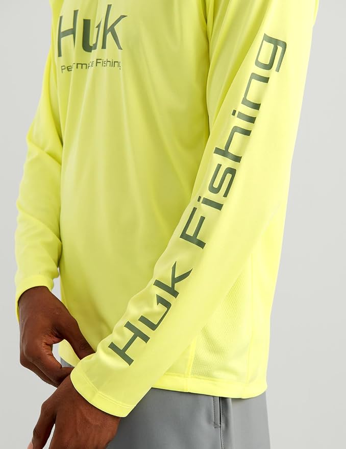 HUK Mens Pursuit Vented Long Sleeve Hoodie, Fishing Shirt with Hood