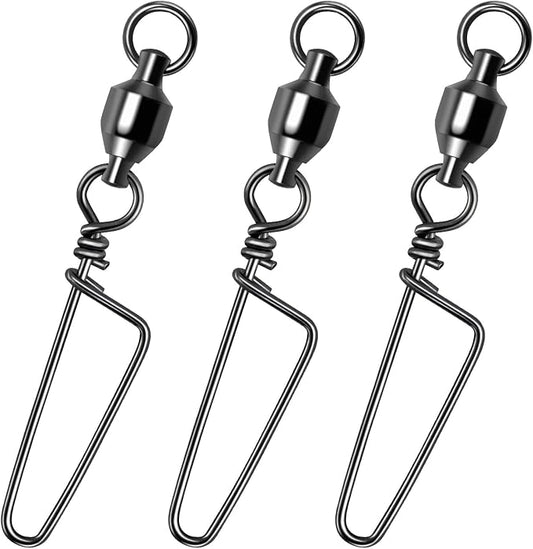 Alwonder Fishing Snap Swivels, High Strength Ball Bearing Swivel with Stainless Steel Coastlock Snap 26-503LB, Black Nickel Coating Corrosion Resistance Freshwater Saltwater