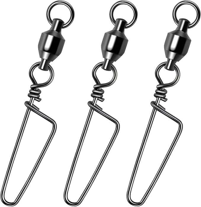 Alwonder Fishing Snap Swivels, High Strength Ball Bearing Swivel with Stainless Steel Coastlock Snap 26-503LB, Black Nickel Coating Corrosion Resistance Freshwater Saltwater