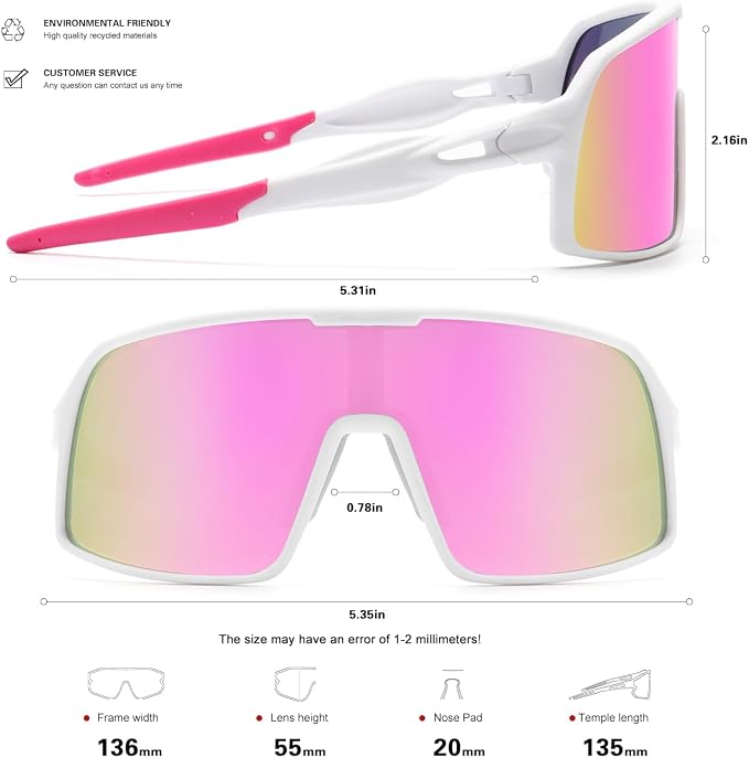SEKKAF Polarized Sports Sunglasses for Men and Women Cycling Glasses UV Protection Goggles for Mountain Bike Running Fishing