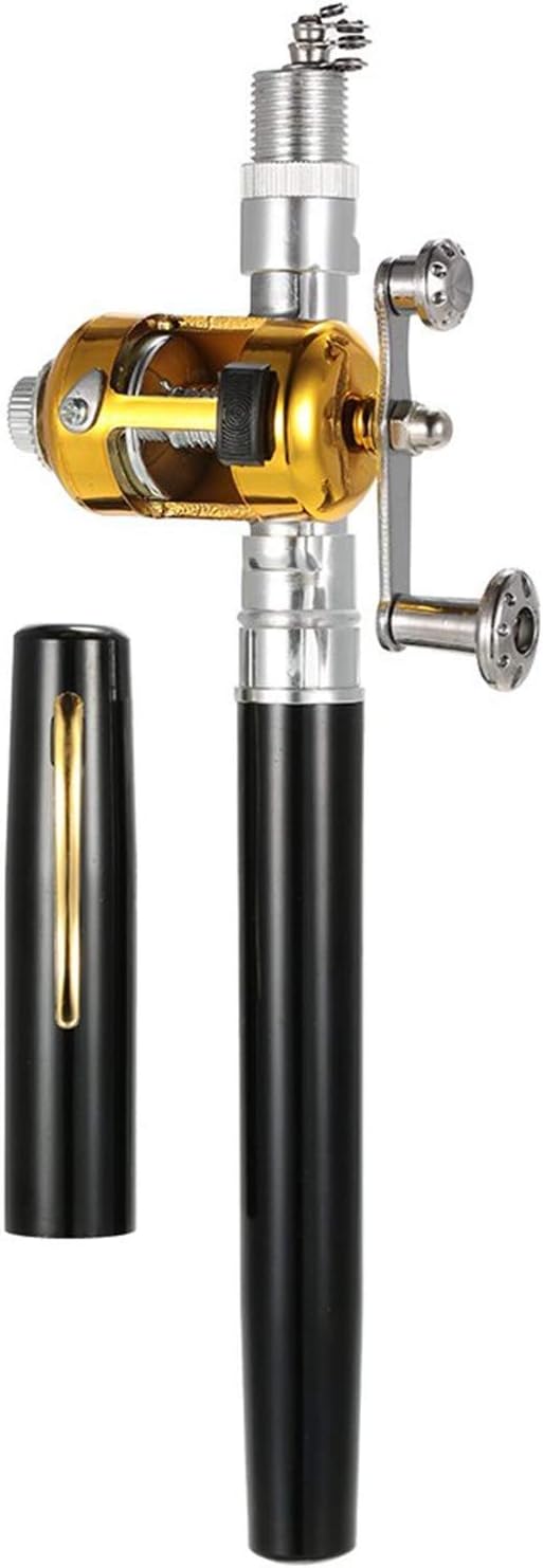 Jatzde Mini Portable Pocket Fish Rod Pen Aluminum Alloy Fishing Rod Pole Reel Combos…