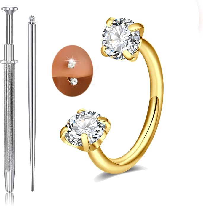 MODRSA 20g 16g 18g Piercing Taper Internal Threaded Piercing Taper Insertion Threader Tool Threadless Jewelry Changing Tool Horseshoe Nose Ring Labret Earring Studs Applicator Piercing Ball Grabber