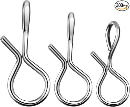 Skylety 300 Pieces Fly Fishing Snaps Stainless Steel Quick Change Fly Fishing Snaps No Knot Fast Clip Lure Connector for Flies Jigs Hooks Trout Lures Clip Swivels Terminal Tackle Mixed Sizes