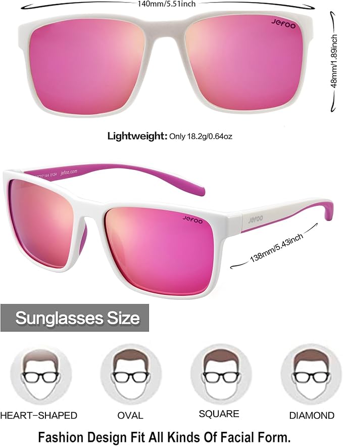 Jefoo Polarized Fishing Sunglasses for Men Women Kayaking Surfing Driving Lightweight Sports Sun Glasses UV Protection