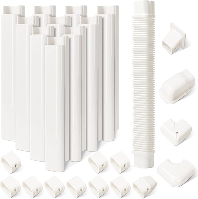 HOXHA 3" W 16.1Ft L Line Set Cover Kit for Mini Split Air Conditioners Decorative PVC Slim Line Cover for Central AC & Heat Pumps Systems Tubing Cover