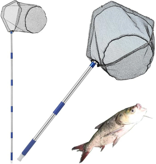 NigWarm Fishing Net with Handle, with 85" Adjustable Extra Long Handle Fishing Net- Landing Net for Steelhead, Salmon, Bass & More Ideal for Kayak/Fly/Catfish Trout Fishing, Fishing Gear Gifts for Men