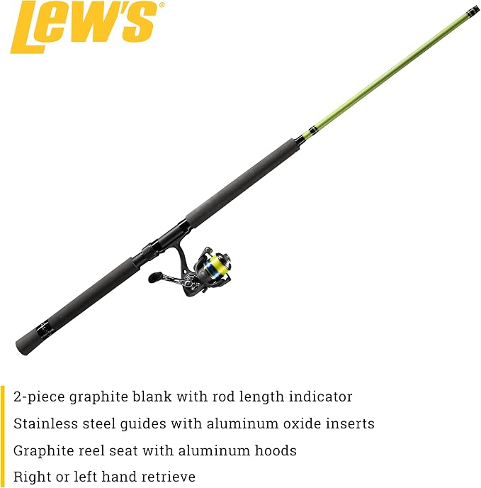 Lew's Crappie Thunder Spinning Reel and Fishing Rod Combo, 2-Piece IM6 Graphite Blank, Size 75 Reel, Right or Left-Hand Retrieve