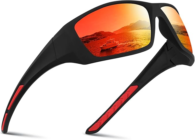 Polarized Sports Sunglasses for Men Women - Wrap Around Sun Glasses UV Protection for Fishing Running Driving