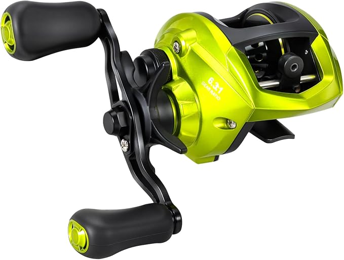 Sougayilang Baitcasting Fishing Reel, 8:1 High Speed Gear Ratio Super Smooth and Powerful Low Profile Baitcaster Reel with Maganic Brake System for Freshwater,Saltwater