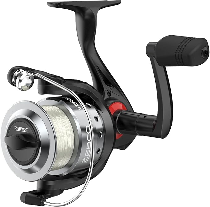 Zebco Verge Spinning Fishing Reel, Right or Left-Hand Retrieve, Pre-Spooled with Zebco Fishing Line, All-Metal Gears, TRU Balance Rotor, Black