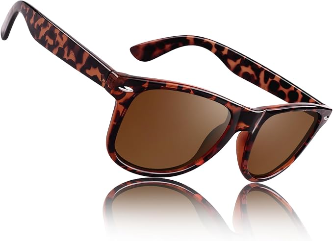 Sunier Polarized Sunglasses for Men and Women, Retro Square Matte Finish UV400 Protection Shades for Driving, Fishing