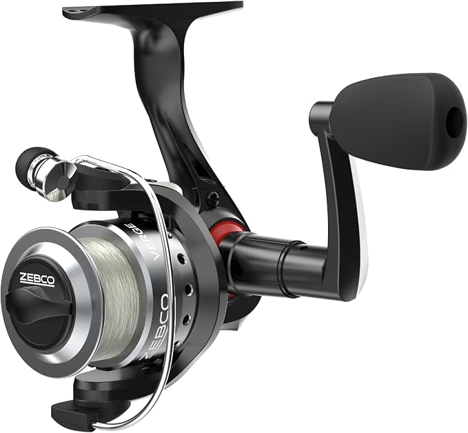 Zebco Verge Spinning Fishing Reel, Right or Left-Hand Retrieve, Pre-Spooled with Zebco Fishing Line, All-Metal Gears, TRU Balance Rotor, Black