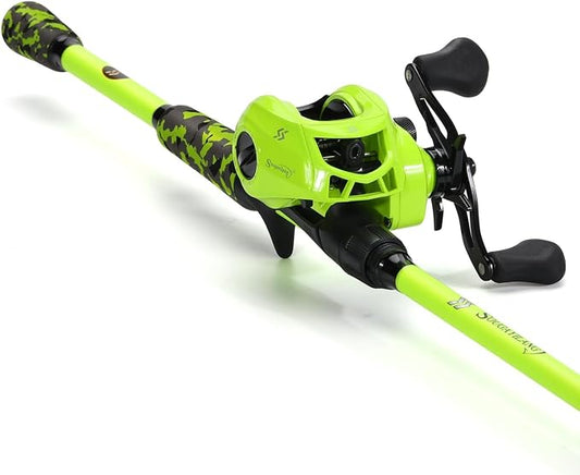 Sougayilang Baitcaster Combo, IM7 Graphite 2Pc Blank Rods,M/MH Power,EVA Handle & Stainless Steel Guides，7.1:1 Gear Ratio, 18LB Drag for Bass, Walleye, Pike