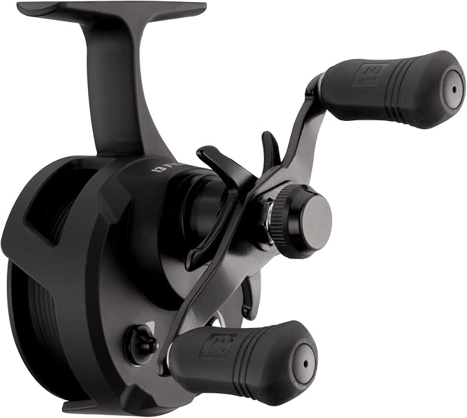 13 Fishing - Descent - Inline Ice Fishing Reel - 2.7:1 Gear Ratio - Left Hand Retrieve (Gen 2) - D2-2.7-LH, Black