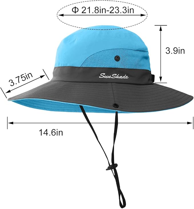 6 Pieces Womens Ponytail Wide Brim Sun Hat Packable UV Protection Beach Cap for Fishing & Hiking