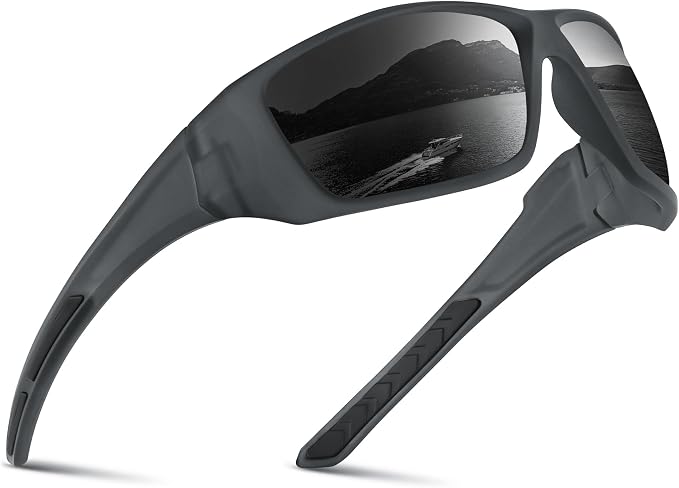 Polarized Sports Sunglasses for Men Women - Wrap Around Sun Glasses UV Protection for Fishing Running Driving