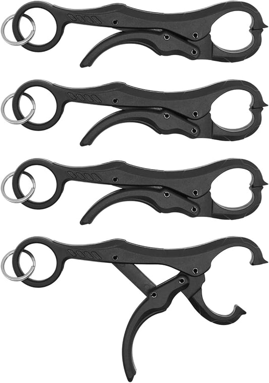 4Pcs Fish Gripper Fishing Lip Grabber Tool, Non-Puncture Replacement Clamp Grippers for Fishing Cull Tag - Tournament Bass Culling System Accessories, 4.7", Black