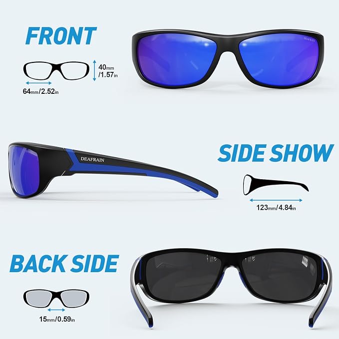 DEAFRAIN Polarized Sports Sunglasses for Men Women Driving Fishing Cycling Running UV Protection