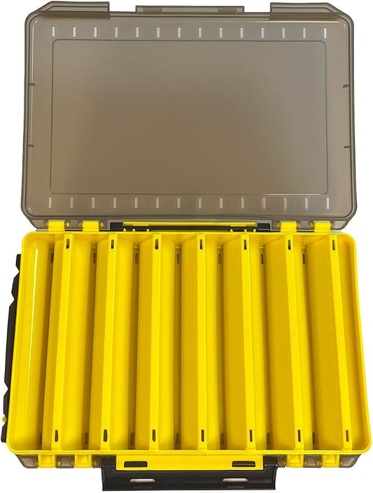 Tackle Box for Hard Baits, Double Sided Hard Lure Storage Case with V Slots Drain Holes, 14 Slots Fishing Organizer for Crankbait Jerkbait Minnow Stickbait（Y1427）