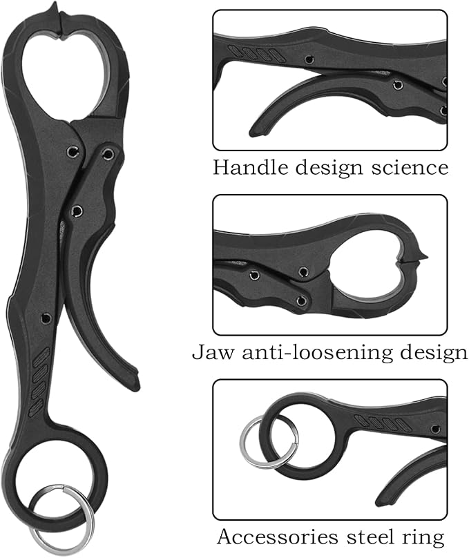 4Pcs Fish Gripper Fishing Lip Grabber Tool, Non-Puncture Replacement Clamp Grippers for Fishing Cull Tag - Tournament Bass Culling System Accessories, 4.7", Black