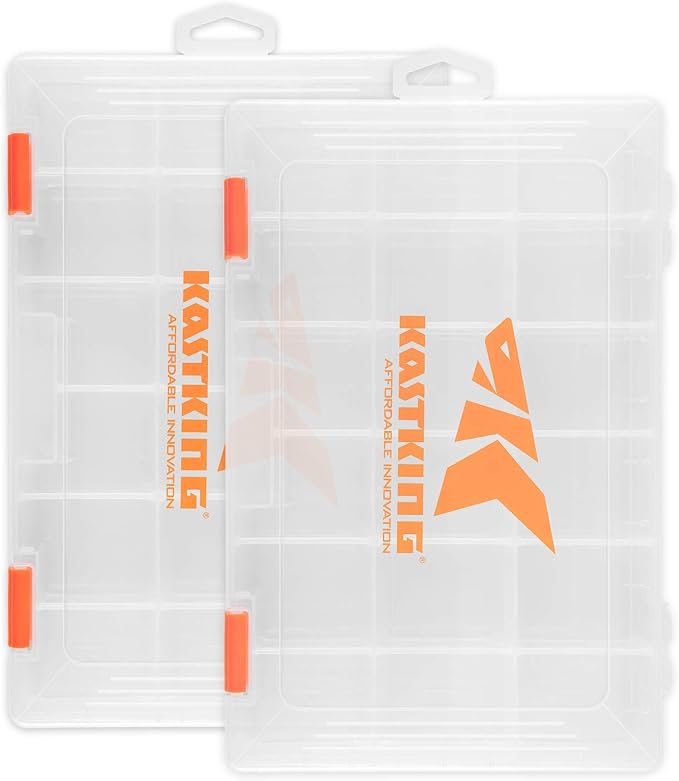 KastKing Tackle Boxes, Plastic Box, Plastic Storage Organizer Box with Removable Dividers - Fishing Tackle Storage - Box Organizer - 2 Packs /4 Packs Tackle Trays - Parts Box