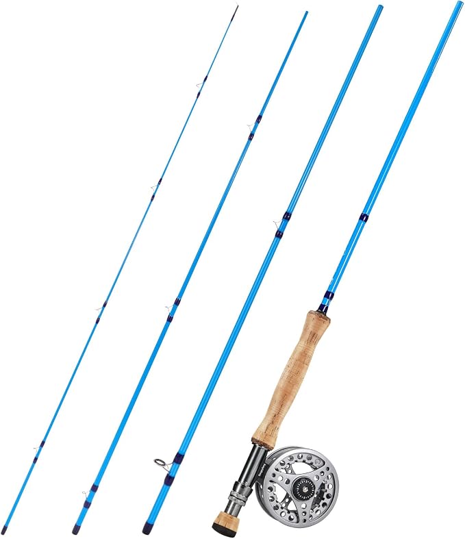 Sougayilang Fly Fishing Combo, 4 Piece Fly Rod and CNC Machined Aluminum Alloy Reel Complete Starter Package with Rod Bag